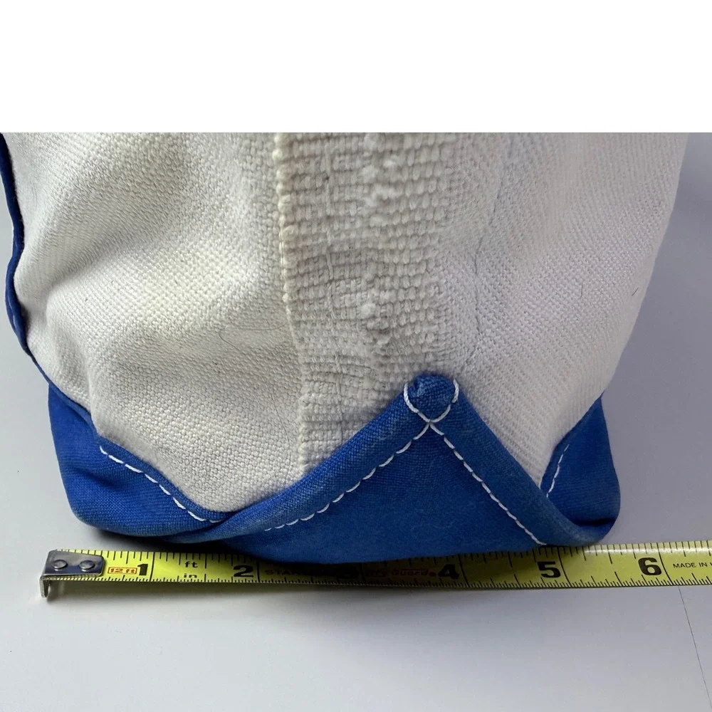 LLBean Boat and Tote Bag Blue White Canvas Zippered‎ Personalized Spunky